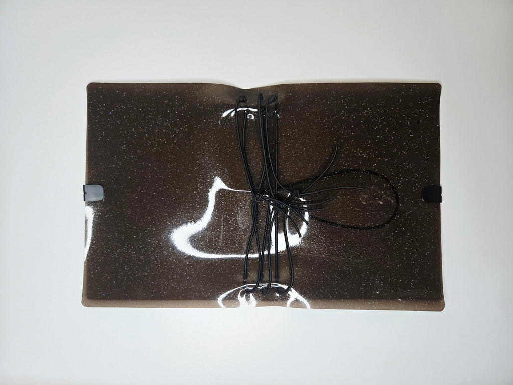 Black Jelly Glitter Vinyl Planner Cover | Passport Size, Pocket, A5, A6, B6