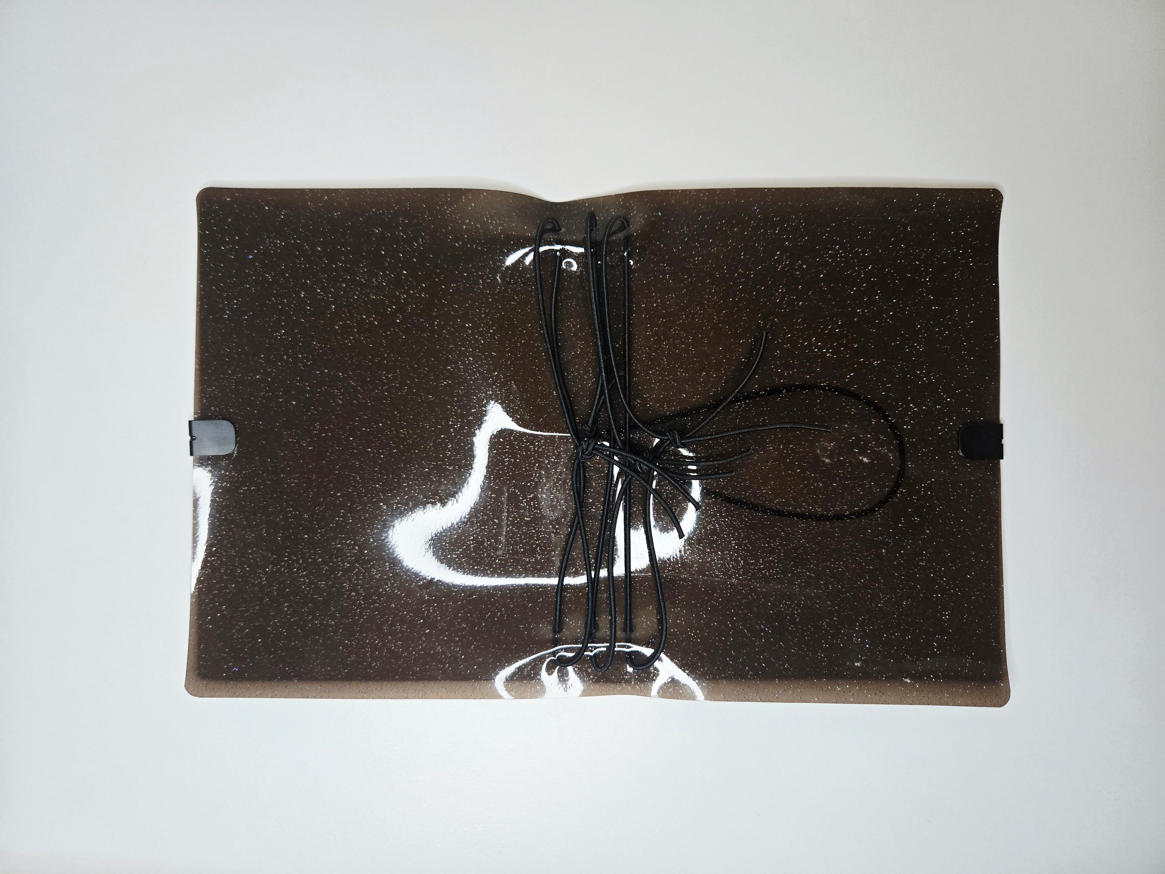 Black Jelly Glitter Vinyl Planner Cover | Passport Size, Pocket, A5, A6, B6