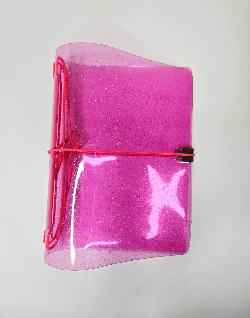 Fuchsia Jelly Glitter Vinyl Planner Cover | Passport Size, Pocket, A5, A6, B6