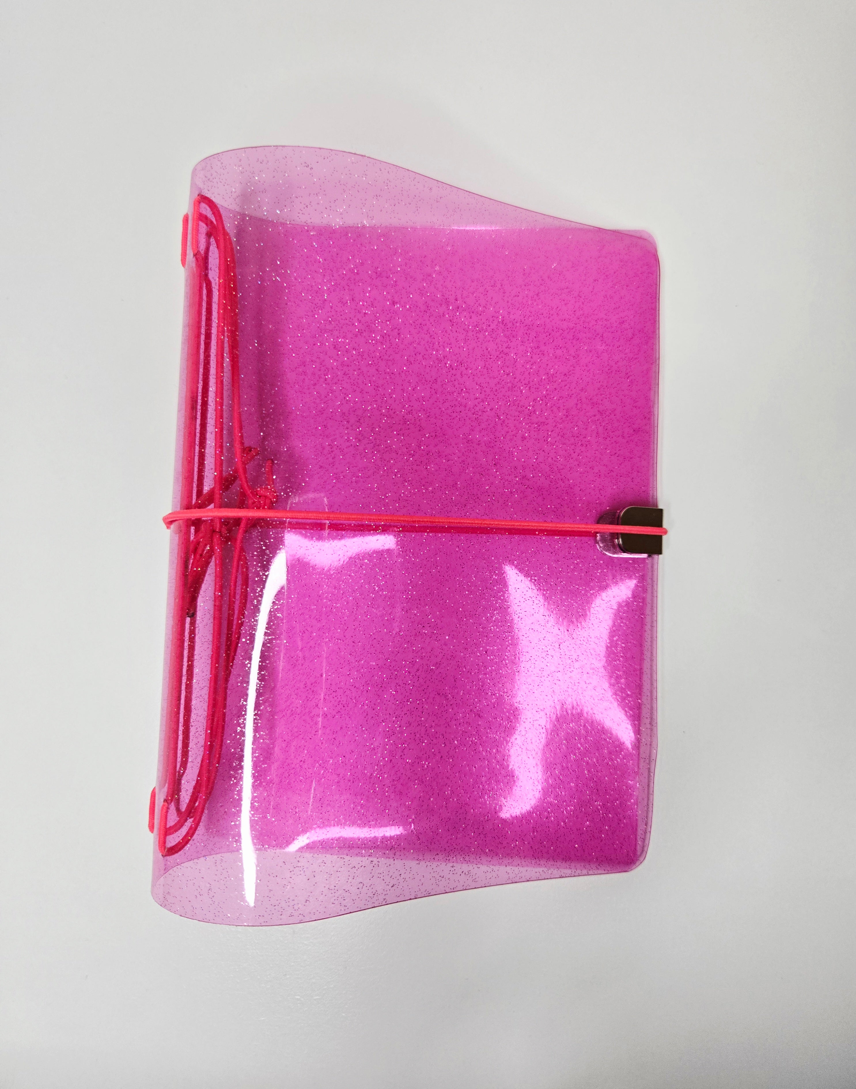 Fuchsia Jelly Glitter Vinyl Planner Cover | Passport Size, Pocket, A5, A6, B6