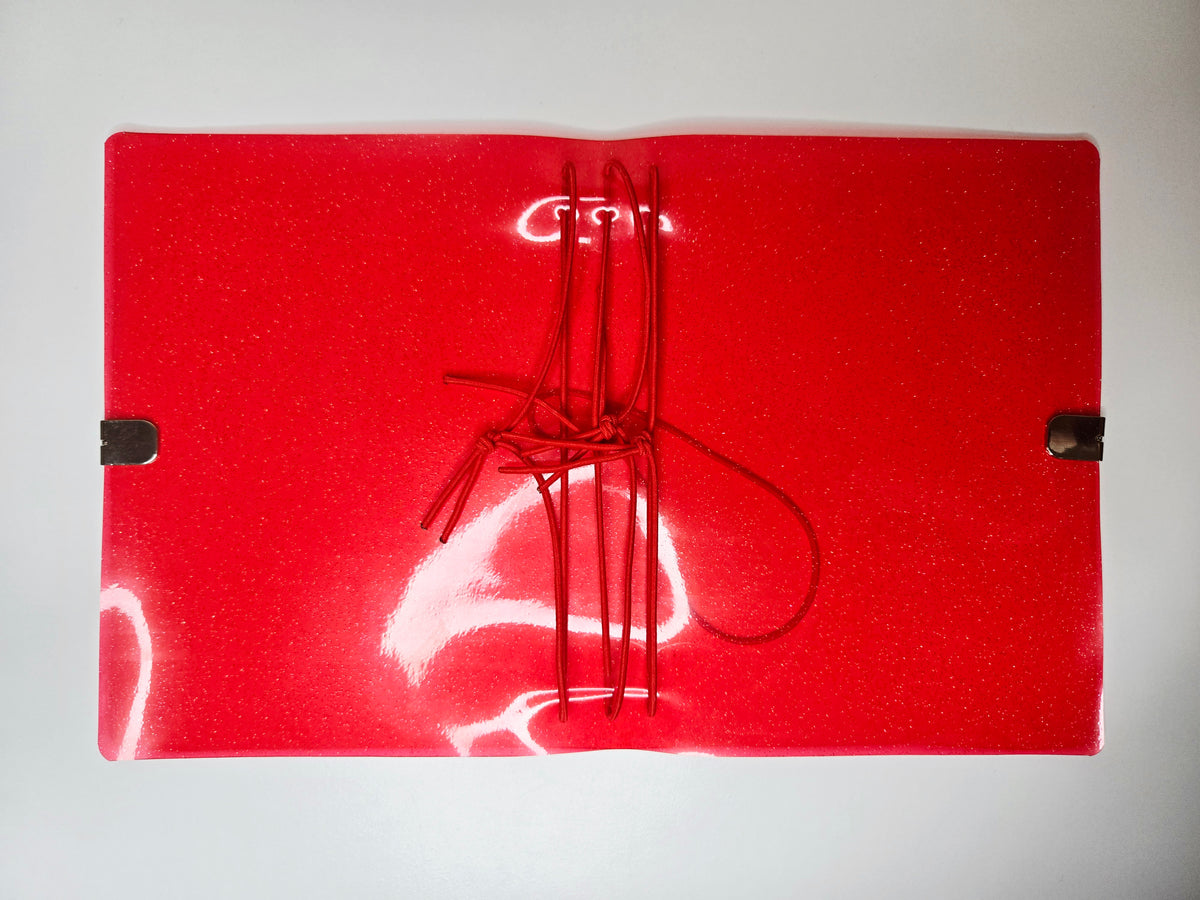 Red Jelly Glitter Vinyl Planner Cover | Pocket, A5, A6, B6, Hobonichi Sneaker Weeks