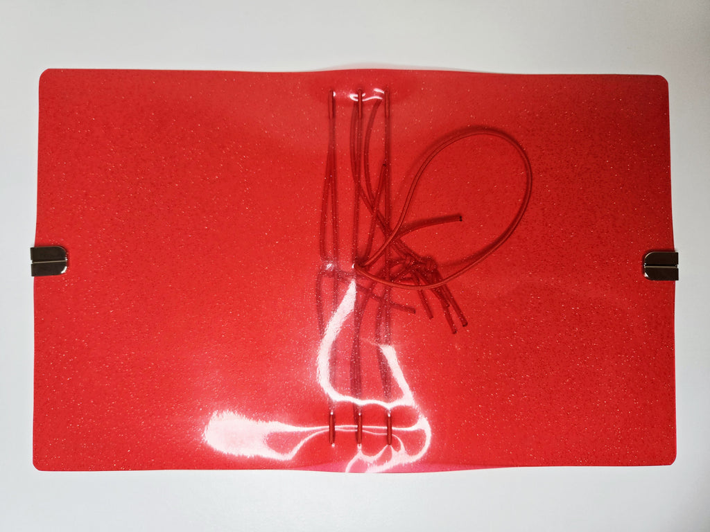 Red Jelly Glitter Vinyl Planner Cover | Pocket, A5, A6, B6, Hobonichi Sneaker Weeks
