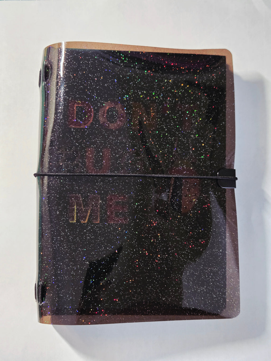 Black Jelly Glitter Vinyl Planner Cover | Passport Size, Pocket, A5, A6, B6