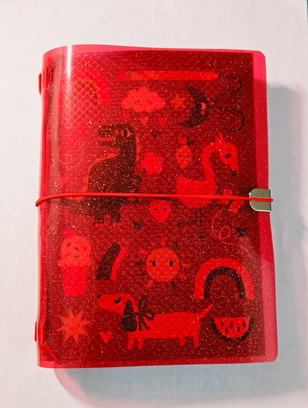 Red Jelly Glitter Vinyl Planner Cover | Pocket, A5, A6, B6, Hobonichi Sneaker Weeks